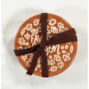 New Holiday Home "Favorite Season" Orange 4" Fall Stoneware Coasters Set Of 4